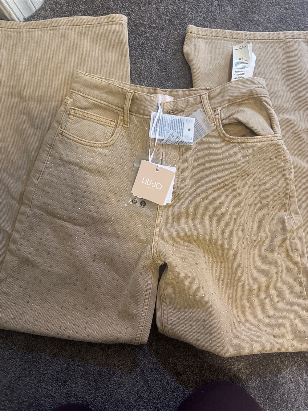 Liu Jo Beige Studded Jeans